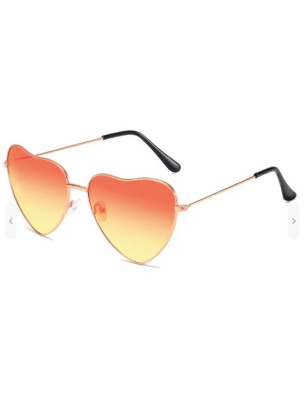 Heart-Shaped Red to Yellow Gradient Lenses Sunglasses With Gold Frame